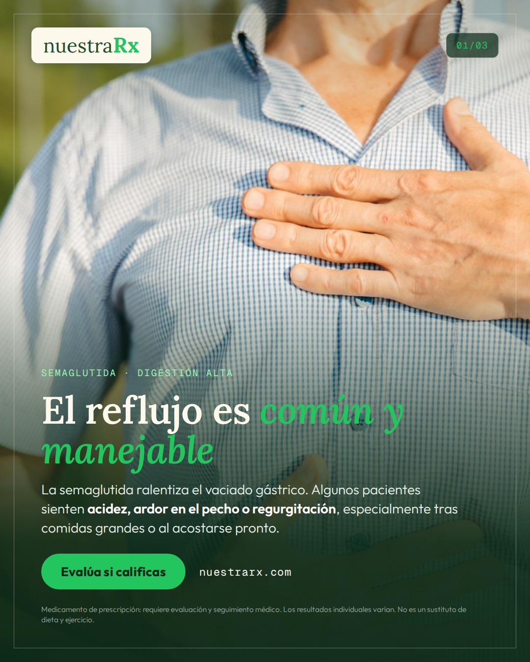 Semaglutida: reflujo, acidez y digestión alta