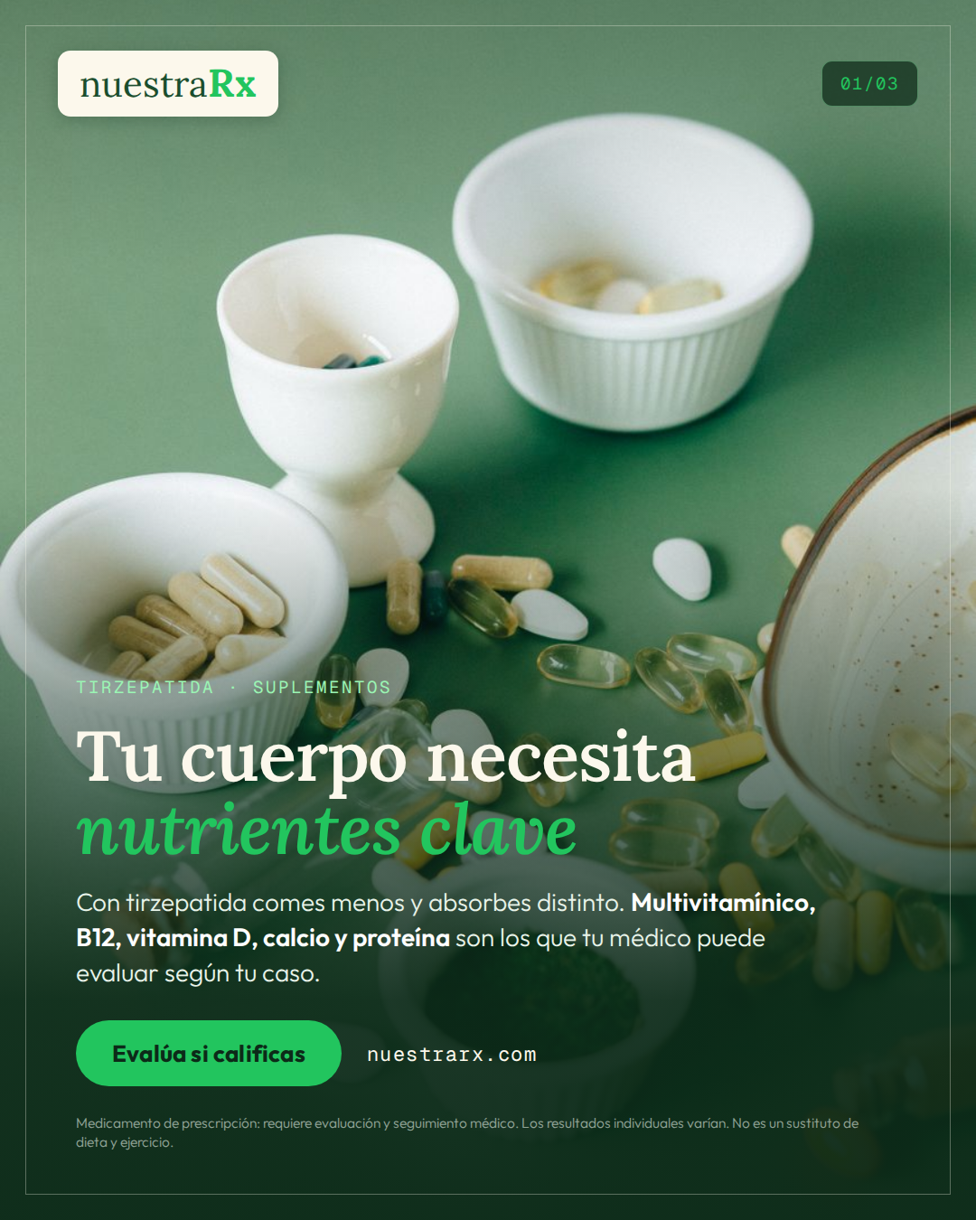 Tirzepatida: suplementos, vitaminas y nutrientes clave